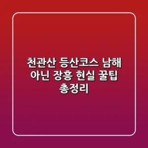 천관산 등산코스, 남해 아닌 장흥! 현실 꿀팁 총정리