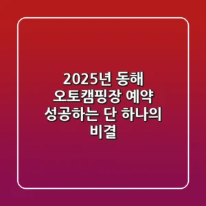 2025년 동해 오토캠핑장 예약, 성공하는 단 하나의 비결