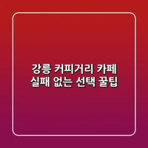 강릉 커피거리 카페: 실패 없는 선택 꿀팁