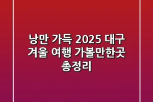 낭만 가득! 2025 대구 겨울 여행, 가볼만한곳 총정리