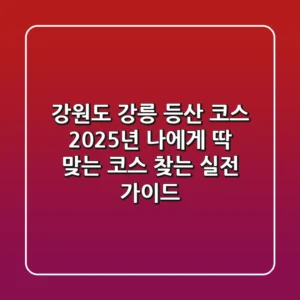강원도 강릉 등산 코스, 2025년 나에게 딱 맞는 코스 찾는 실전 가이드