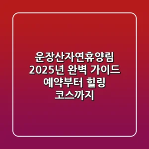 운장산자연휴양림, 2025년 완벽 가이드: 예약부터 힐링 코스까지
