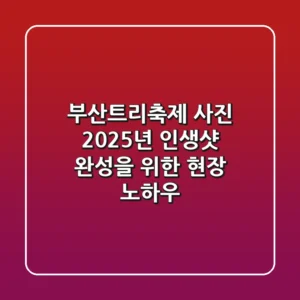 부산트리축제 사진: 2025년 인생샷 완성을 위한 현장 노하우