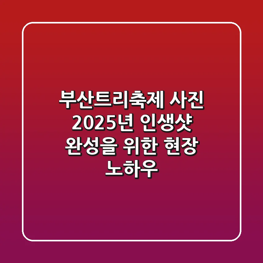 부산트리축제 사진: 2025년 인생샷 완성을 위한 현장 노하우