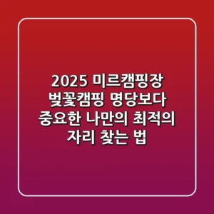 2025 미르캠핑장 벚꽃캠핑, '명당'보다 중요한 나만의 최적의 자리 찾는 법