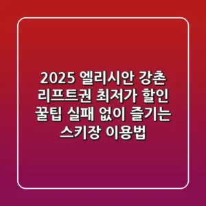 2025 엘리시안 강촌 리프트권 최저가 할인 꿀팁: 실패 없이 즐기는 스키장 이용법