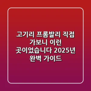고기리 프롬발리, 직접 가보니 이런 곳이었습니다 (2025년 완벽 가이드)