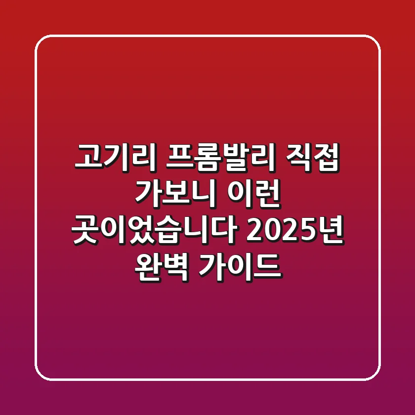 고기리 프롬발리, 직접 가보니 이런 곳이었습니다 (2025년 완벽 가이드)