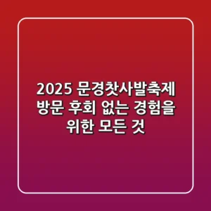 2025 문경찻사발축제 방문, 후회 없는 경험을 위한 모든 것!