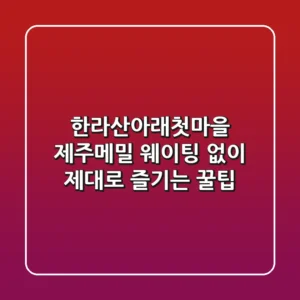 한라산아래첫마을 제주메밀: 웨이팅 없이 제대로 즐기는 꿀팁!