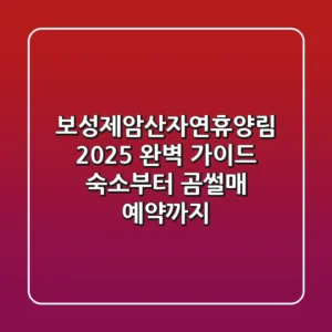 보성제암산자연휴양림 2025 완벽 가이드: 숙소부터 곰썰매 예약까지