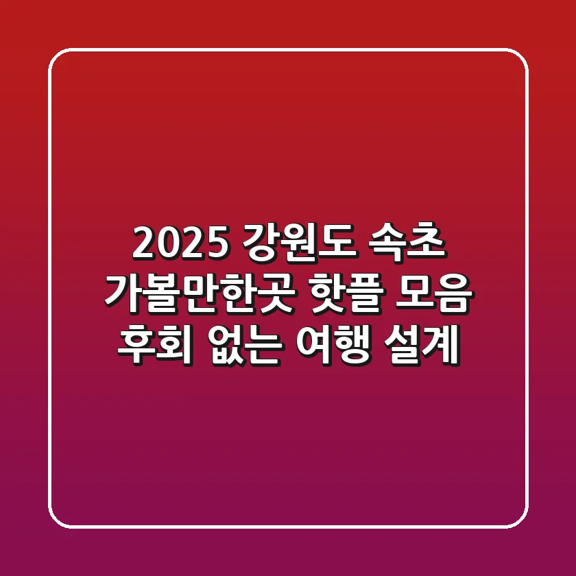 2025 강원도 속초 가볼만한곳 핫플 모음: 후회 없는 여행 설계