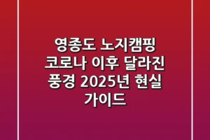 영종도 노지캠핑, 코로나 이후 달라진 풍경! 2025년 현실 가이드
