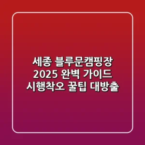 세종 블루문캠핑장 2025 완벽 가이드: 시행착오 꿀팁 대방출