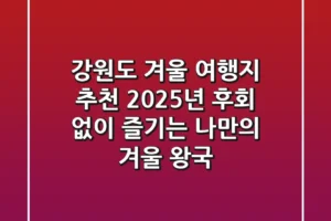 강원도 겨울 여행지 추천: 2025년, 후회 없이 즐기는 나만의 겨울 왕국