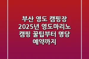 부산 영도 캠핑장: 2025년 영도마리노 캠핑 꿀팁부터 명당 예약까지
