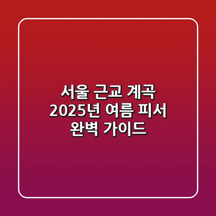 서울 근교 계곡, 2025년 여름 피서 완벽 가이드!