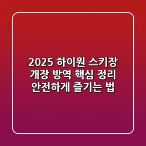 2025 하이원 스키장 개장, 방역 핵심 정리! 안전하게 즐기는 법