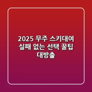 2025 무주 스키대여, 실패 없는 선택 꿀팁 대방출!