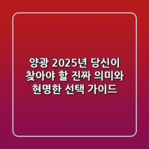 양광, 2025년 당신이 찾아야 할 진짜 의미와 현명한 선택 가이드