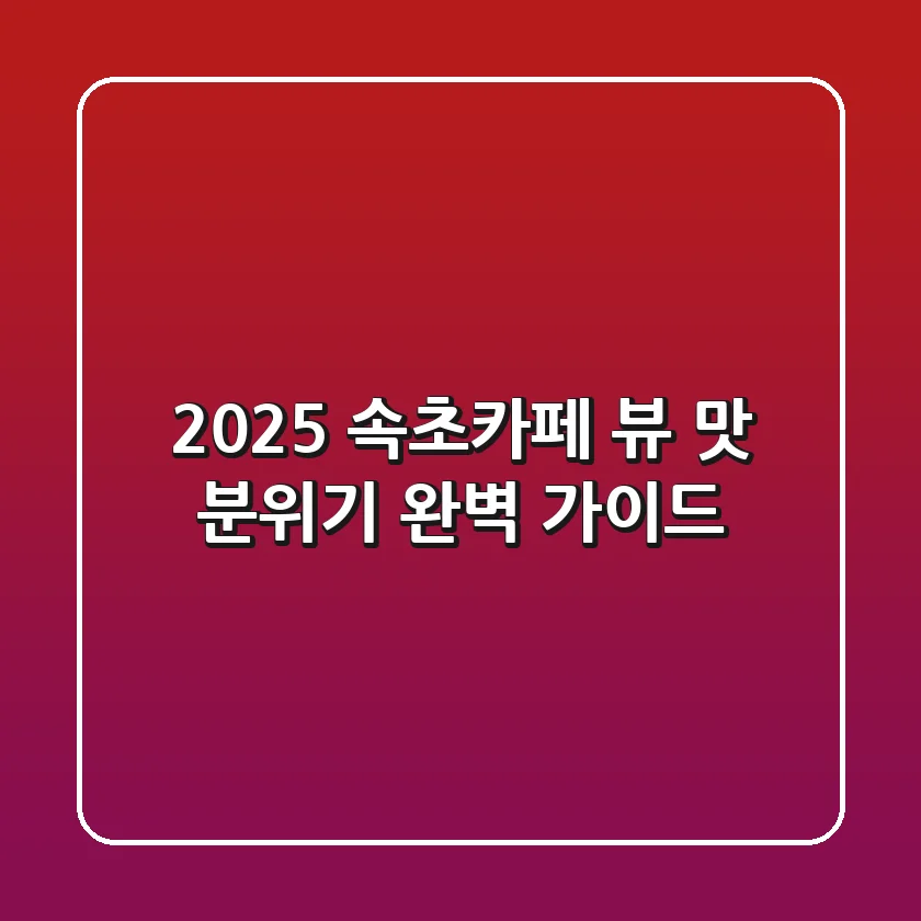 2025 속초카페: 뷰, 맛, 분위기 완벽 가이드
