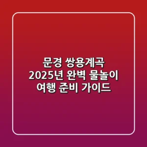 문경 쌍용계곡, 2025년 완벽 물놀이 여행 준비 가이드