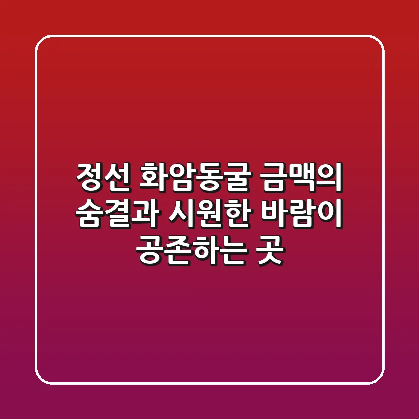 정선 화암동굴, 금맥의 숨결과 시원한 바람이 공존하는 곳!