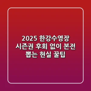2025 한강수영장 시즌권, 후회 없이 본전 뽑는 현실 꿀팁!