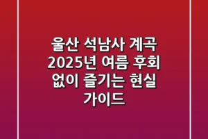 울산 석남사 계곡 2025년 여름, 후회 없이 즐기는 현실 가이드