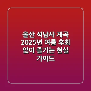 울산 석남사 계곡 2025년 여름, 후회 없이 즐기는 현실 가이드