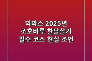 빅박스 2025년 조호바루 한달살기 필수 코스 현실 조언