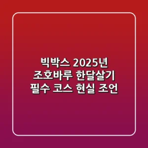 빅박스 2025년 조호바루 한달살기 필수 코스 현실 조언