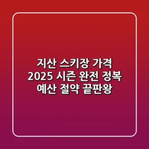 지산 스키장 가격, 2025 시즌 완전 정복: 예산 절약 끝판왕