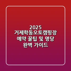 2025 거제학동오토캠핑장 예약 꿀팁 및 명당 완벽 가이드