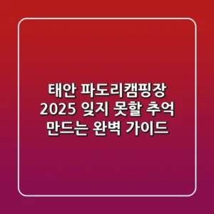 태안 파도리캠핑장 2025, 잊지 못할 추억 만드는 완벽 가이드