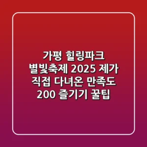 가평 힐링파크 별빛축제 2025: 제가 직접 다녀온 만족도 200% 즐기기 꿀팁