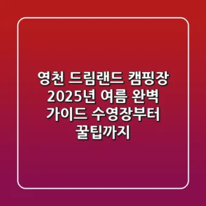 영천 드림랜드 캠핑장, 2025년 여름 완벽 가이드! 수영장부터 꿀팁까지
