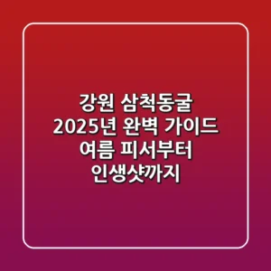 강원 삼척동굴, 2025년 완벽 가이드! 여름 피서부터 인생샷까지