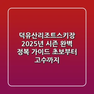 덕유산리조트스키장, 2025년 시즌 완벽 정복 가이드 (초보부터 고수까지)