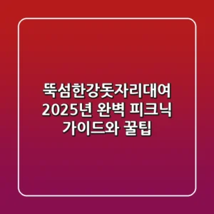 뚝섬한강돗자리대여, 2025년 완벽 피크닉 가이드와 꿀팁