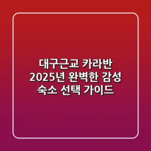 대구근교 카라반, 2025년 완벽한 감성 숙소 선택 가이드