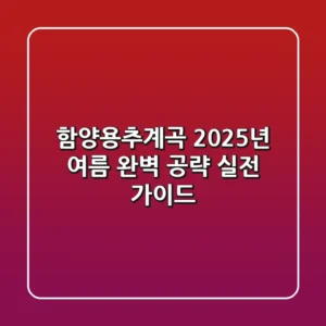 함양용추계곡, 2025년 여름 완벽 공략! 실전 가이드