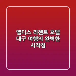 엘디스 리젠트 호텔, 대구 여행의 완벽한 시작점