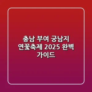 충남 부여 궁남지 연꽃축제 2025: 완벽 가이드