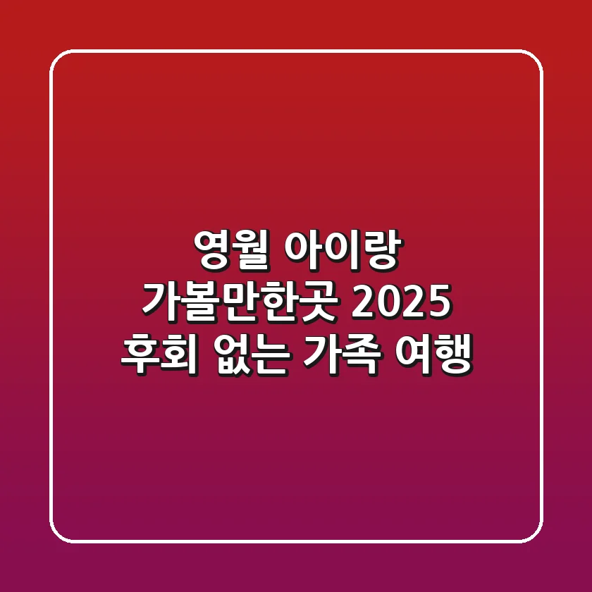영월 아이랑 가볼만한곳: 2025 후회 없는 가족 여행