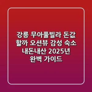 강릉 무아풀빌라, 돈값 할까? 오션뷰 감성 숙소 내돈내산 2025년 완벽 가이드