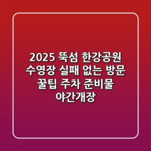 2025 뚝섬 한강공원 수영장, 실패 없는 방문 꿀팁 (주차, 준비물, 야간개장)