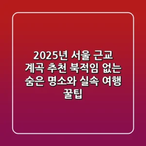 2025년 서울 근교 계곡 추천: 북적임 없는 숨은 명소와 실속 여행 꿀팁