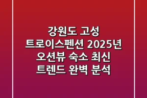 강원도 고성 트로이스펜션: 2025년 오션뷰 숙소 최신 트렌드 완벽 분석