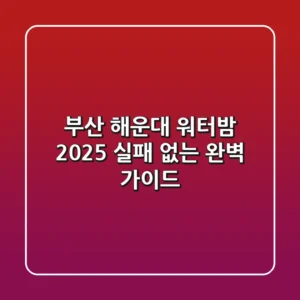 부산 해운대 워터밤 2025, 실패 없는 완벽 가이드!